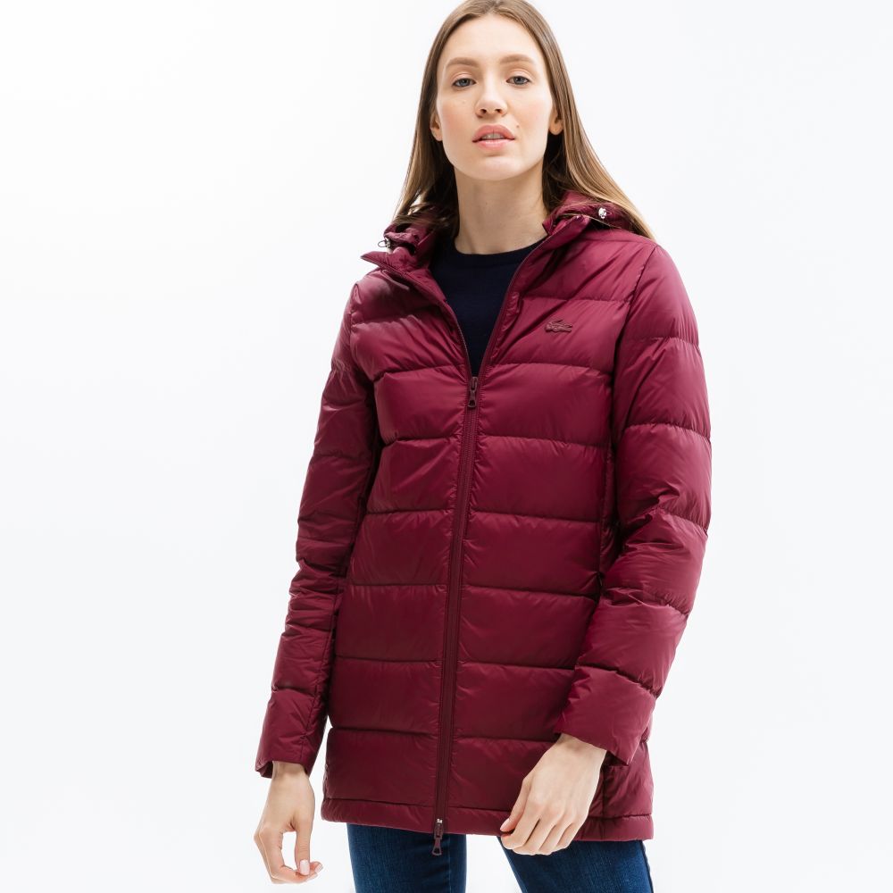 Куртка Lacoste, цвет бордовый, для женщин Куртка Lacoste, цвет бордовый, для женщин