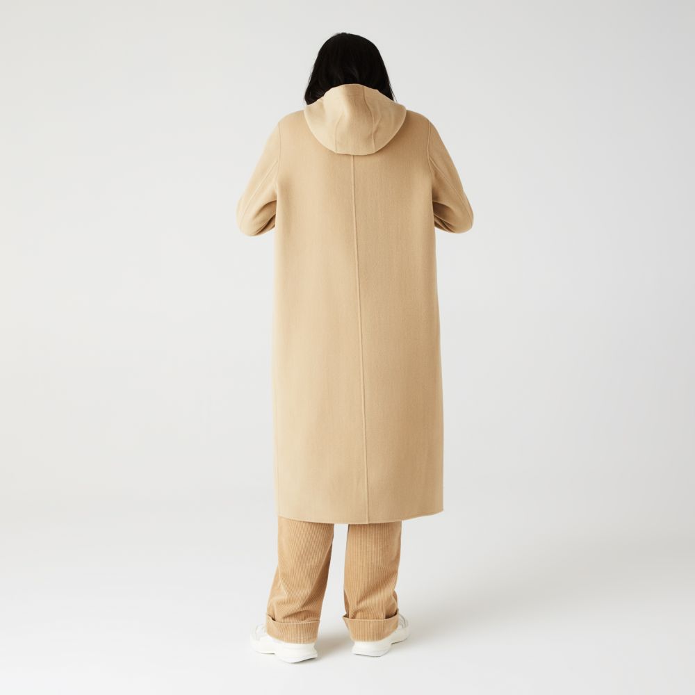 Пальто Lacoste, цвет бежевый, для женщин Пальто Lacoste, цвет бежевый, для женщин
