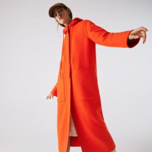 Пальто Lacoste, цвет красный, для женщин Пальто Lacoste, цвет красный, для женщин