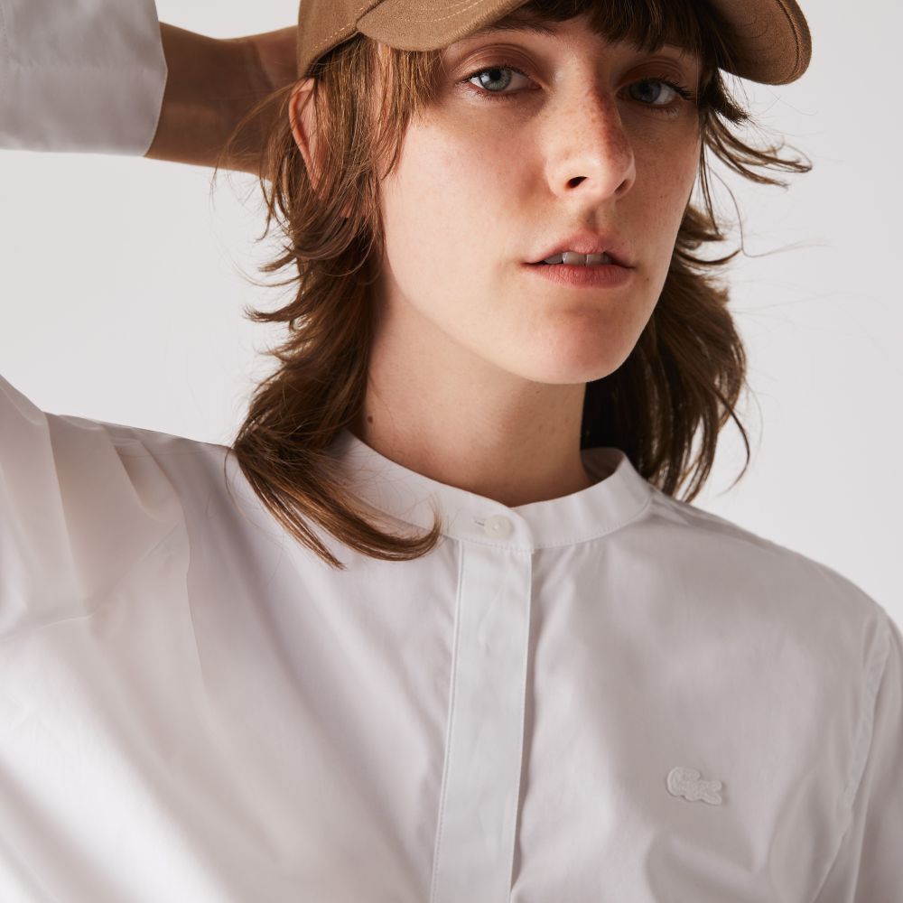 Рубашка Lacoste, цвет белый, для женщин Рубашка Lacoste, цвет белый, для женщин