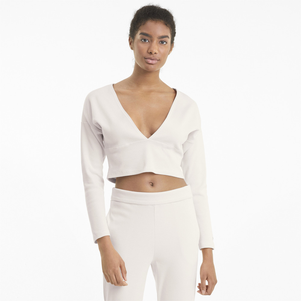 Топ с длинным рукавом Exhale Ribbed Knit V-Neck Long Sleeve Women's Training Top Puma - Puma Топ с длинным рукавом Exhale Ribbed Knit V-Neck Long Sleeve Women's Training Top Puma - Цвет: Розовый
