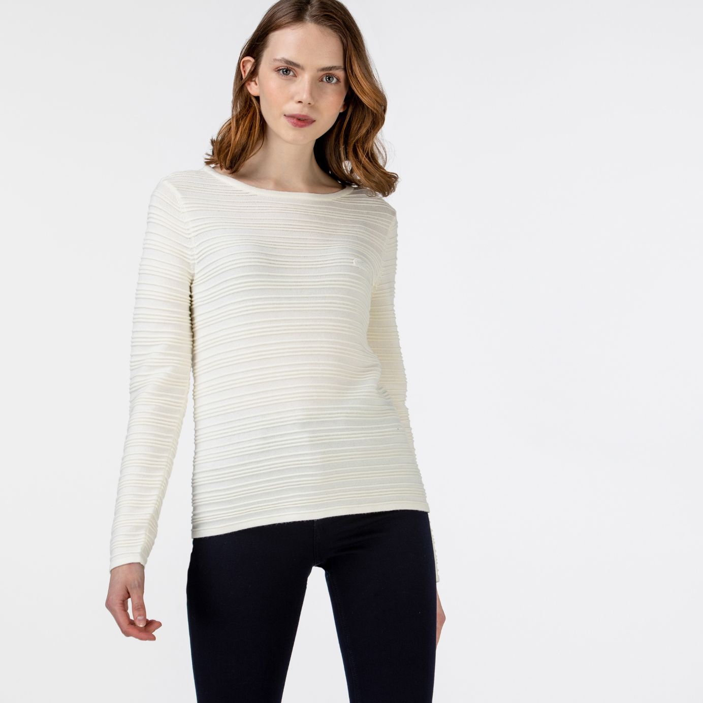 Свитер Lacoste , цвет белый, для женщин Свитер Lacoste , цвет белый, для женщин