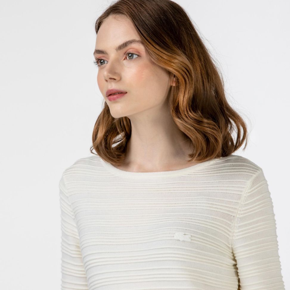 Свитер Lacoste , цвет белый, для женщин Свитер Lacoste , цвет белый, для женщин