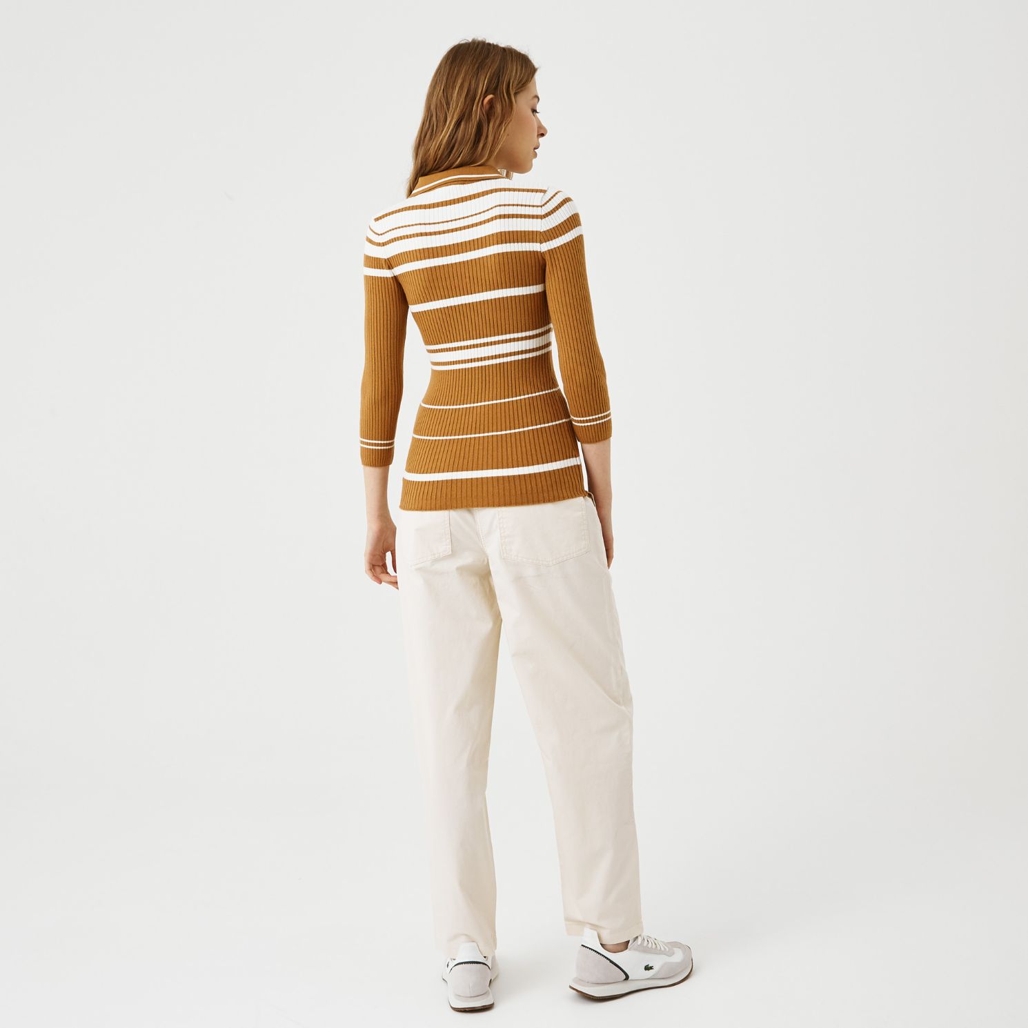 Свитер Lacoste , цвет бежевый, для женщин Свитер Lacoste , цвет бежевый, для женщин