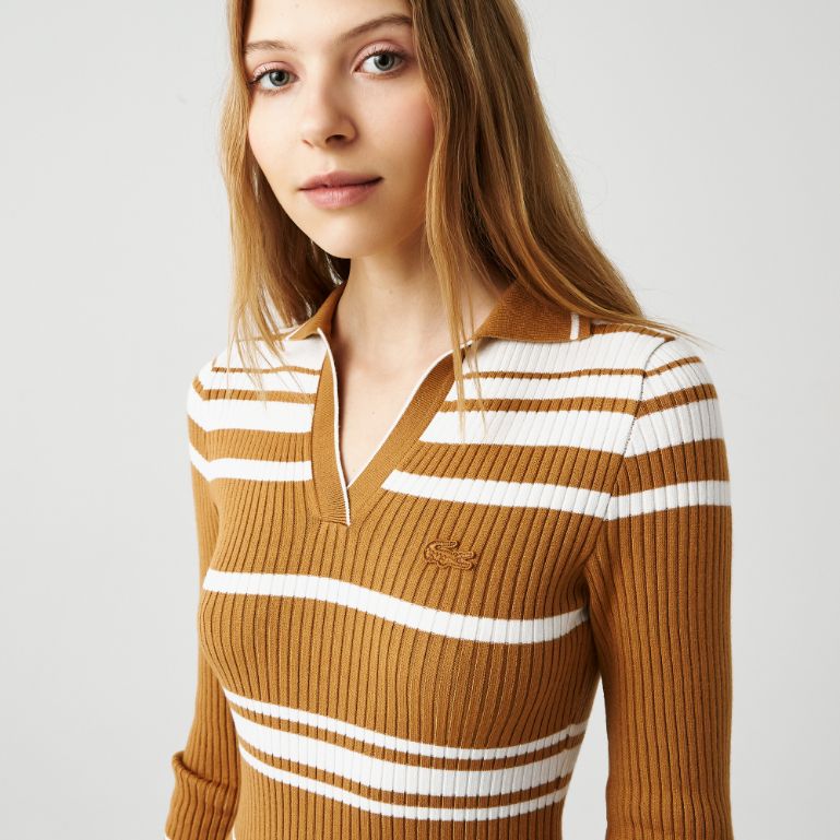 Свитер Lacoste , цвет бежевый, для женщин Свитер Lacoste , цвет бежевый, для женщин