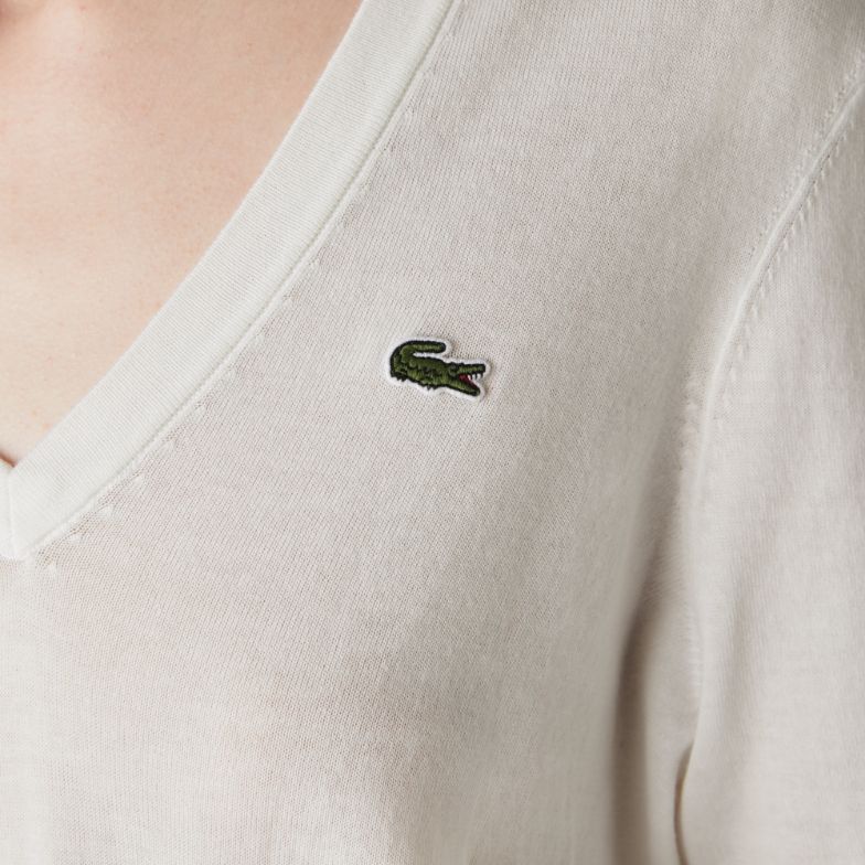 Свитер Lacoste , цвет белый, для женщин Свитер Lacoste , цвет белый, для женщин