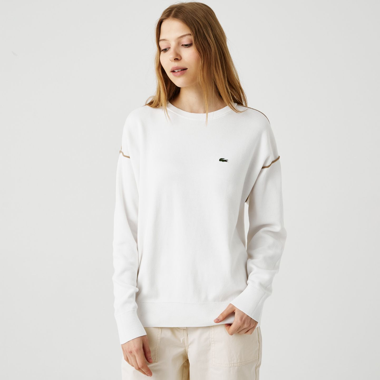 Свитер Lacoste , цвет белый, для женщин Свитер Lacoste , цвет белый, для женщин