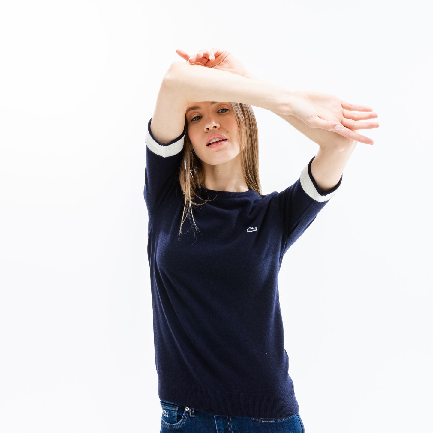 Свитер Lacoste, цвет голубой, для женщин Свитер Lacoste, цвет голубой, для женщин