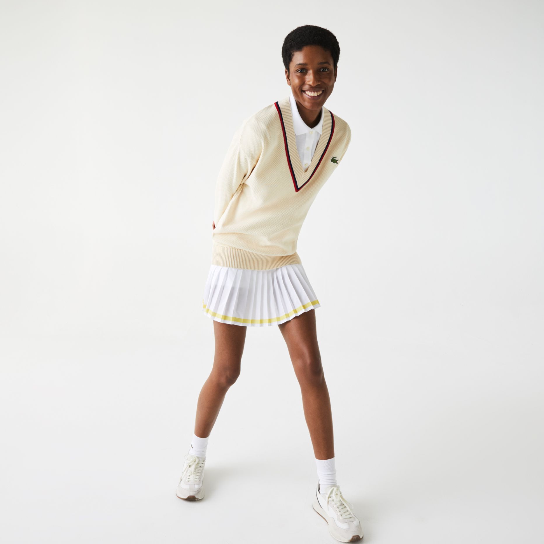 Свитер Lacoste , цвет бежевый, для женщин Свитер Lacoste , цвет бежевый, для женщин