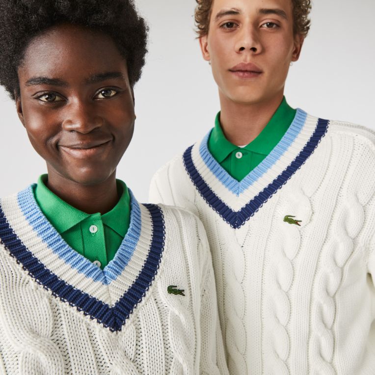 Свитер Lacoste , цвет белый, для мужчин Свитер Lacoste , цвет белый, для мужчин