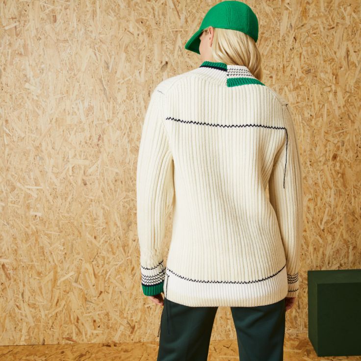 Свитер Lacoste Unisex FASHION SHOW , цвет белый, для мужчин Свитер Lacoste Unisex FASHION SHOW , цвет белый, для мужчин