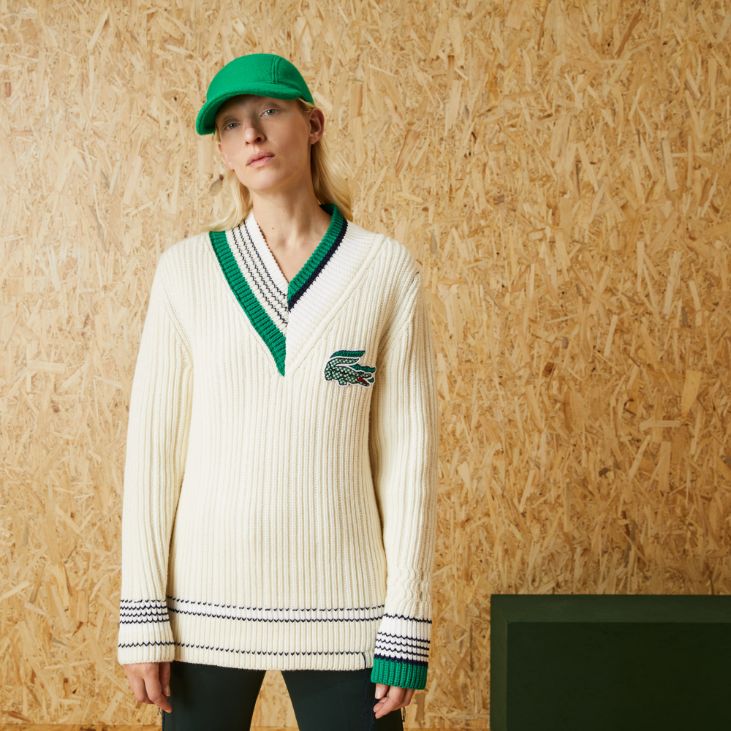 Свитер Lacoste Unisex FASHION SHOW , цвет белый, для мужчин Свитер Lacoste Unisex FASHION SHOW , цвет белый, для мужчин