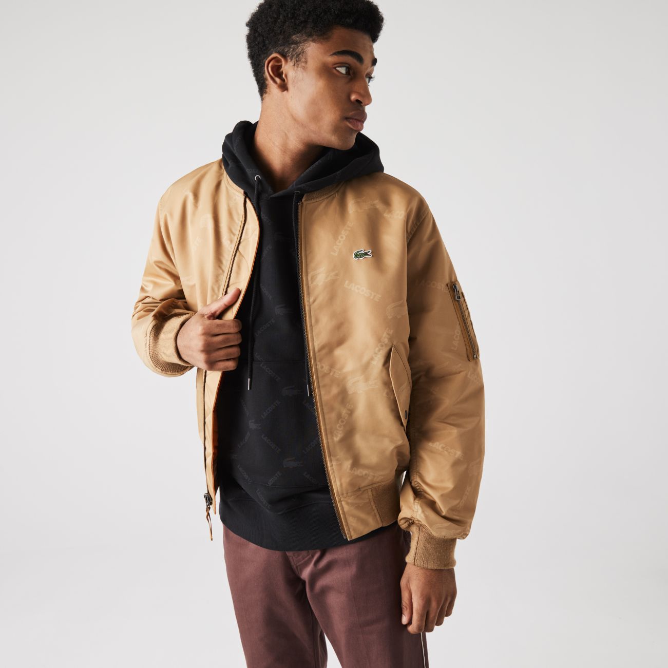 Куртка Lacoste , цвет бежевый, для мужчин Куртка Lacoste , цвет бежевый, для мужчин