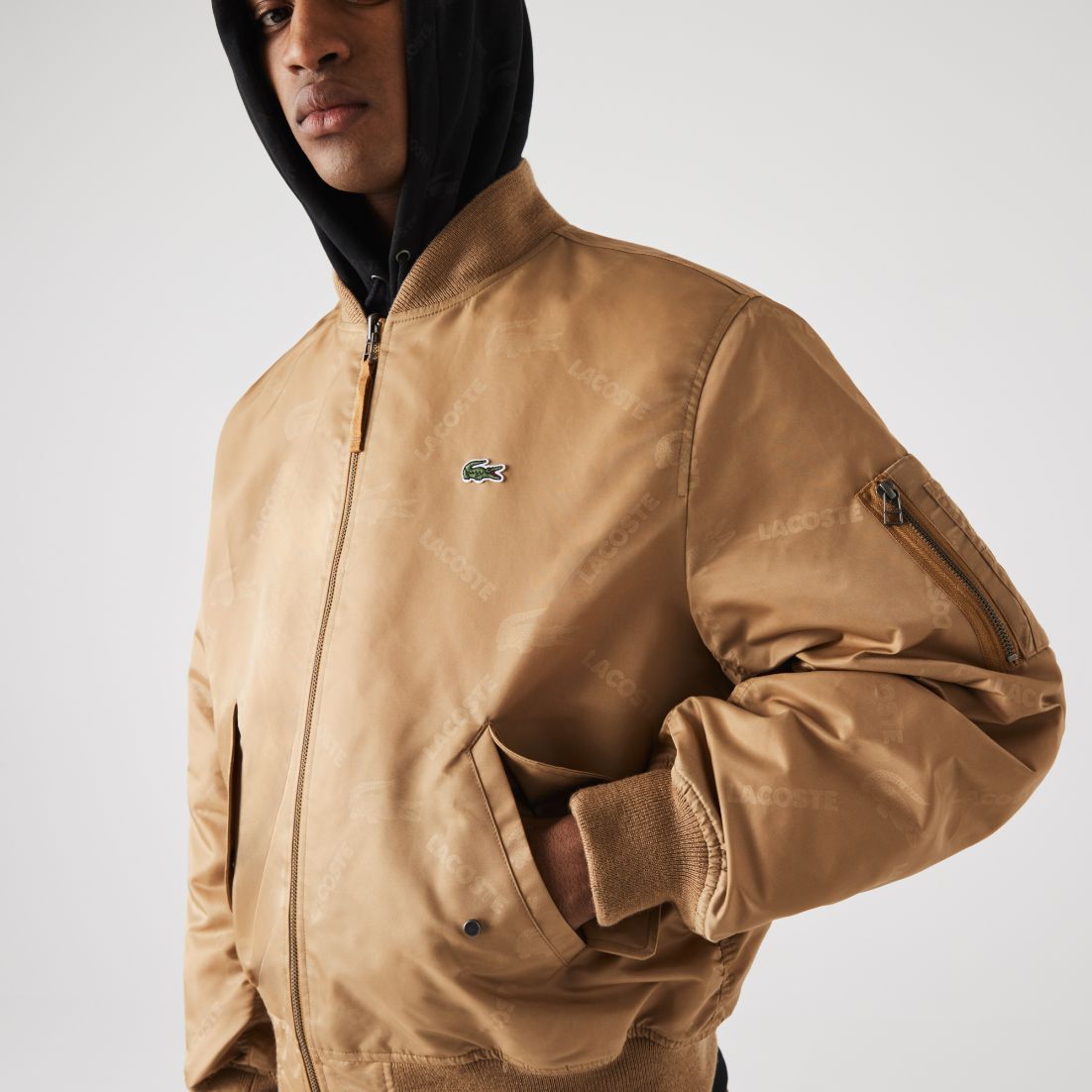 Куртка Lacoste , цвет бежевый, для мужчин Куртка Lacoste , цвет бежевый, для мужчин