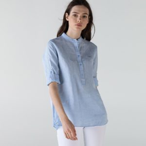 Рубашка Lacoste , цвет синий, для женщин Рубашка Lacoste , цвет синий, для женщин