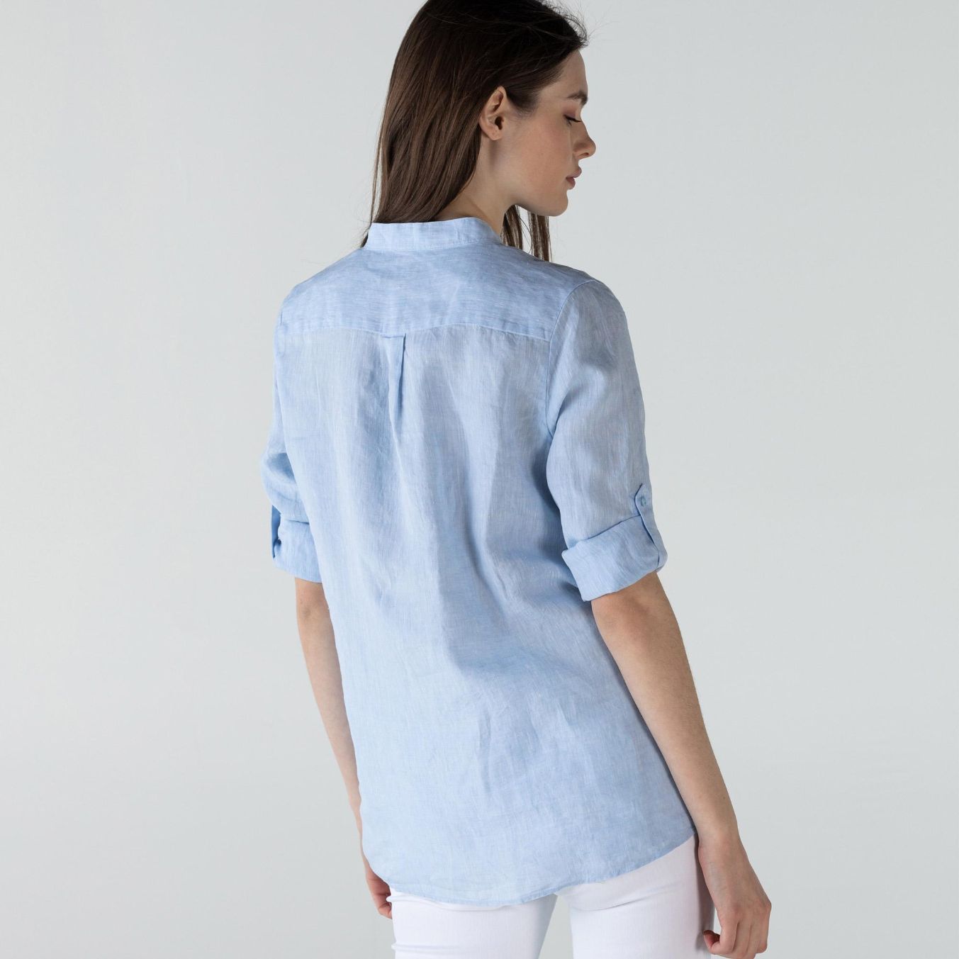 Рубашка Lacoste , цвет синий, для женщин Рубашка Lacoste , цвет синий, для женщин
