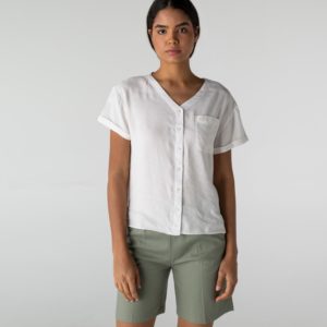 Рубашка Lacoste , цвет белый, для женщин Рубашка Lacoste , цвет белый, для женщин
