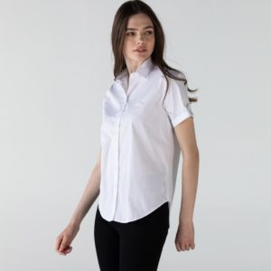 Рубашка Lacoste , цвет серый, для женщин Рубашка Lacoste , цвет серый, для женщин