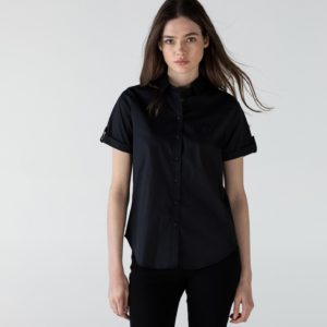 Рубашка Lacoste , цвет черный, для женщин Рубашка Lacoste , цвет черный, для женщин