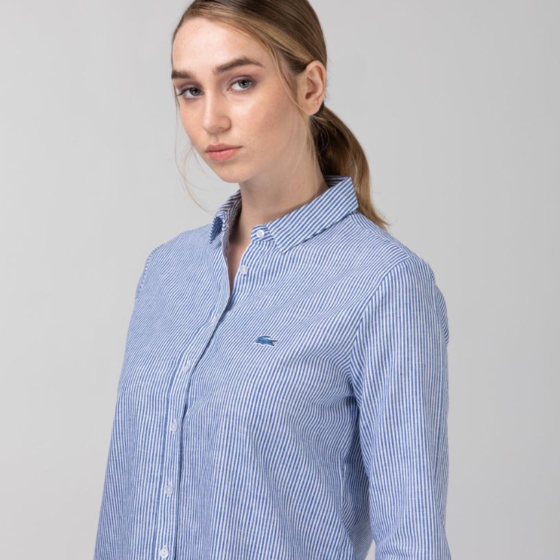 Рубашка Lacoste , цвет голубой, для женщин Рубашка Lacoste , цвет голубой, для женщин