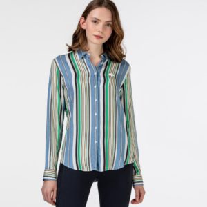 Рубашка Lacoste , цвет голубой, для женщин Рубашка Lacoste , цвет голубой, для женщин
