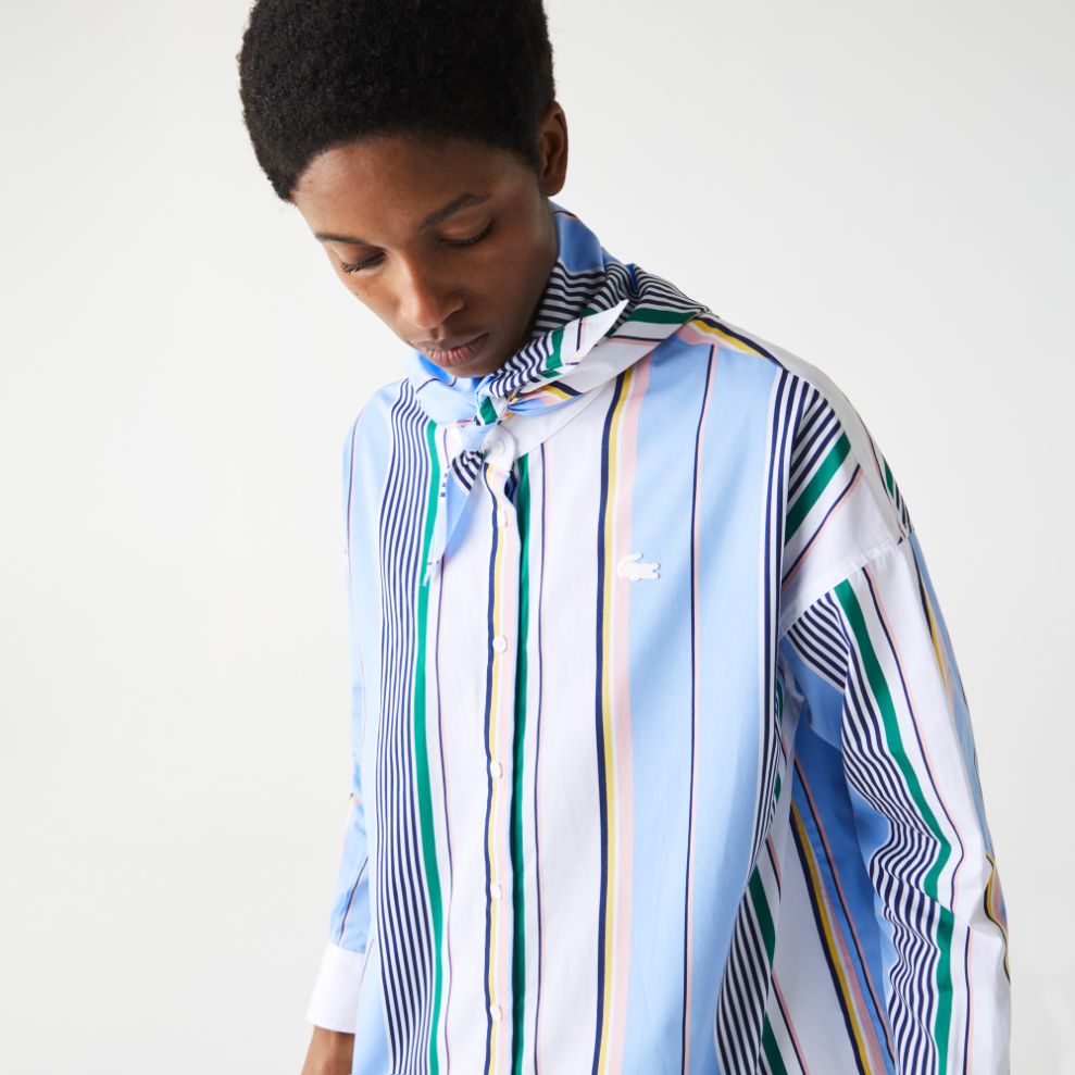 Рубашка Lacoste , цвет разноцветный, для женщин Рубашка Lacoste , цвет разноцветный, для женщин