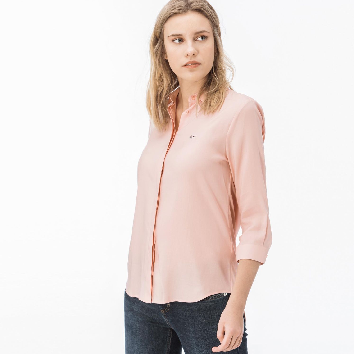 Рубашка Lacoste, цвет розовый, для женщин Рубашка Lacoste, цвет розовый, для женщин