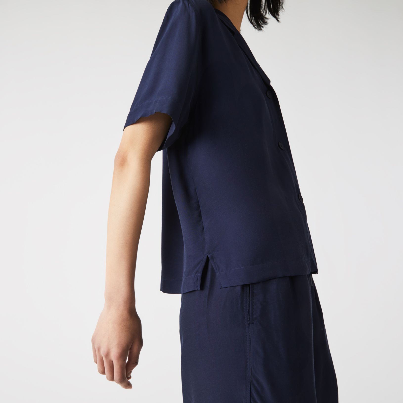 Рубашка Lacoste , цвет синий, для женщин Рубашка Lacoste , цвет синий, для женщин