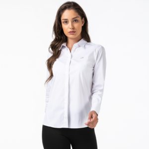 Рубашка Lacoste , цвет белый, для женщин Рубашка Lacoste , цвет белый, для женщин