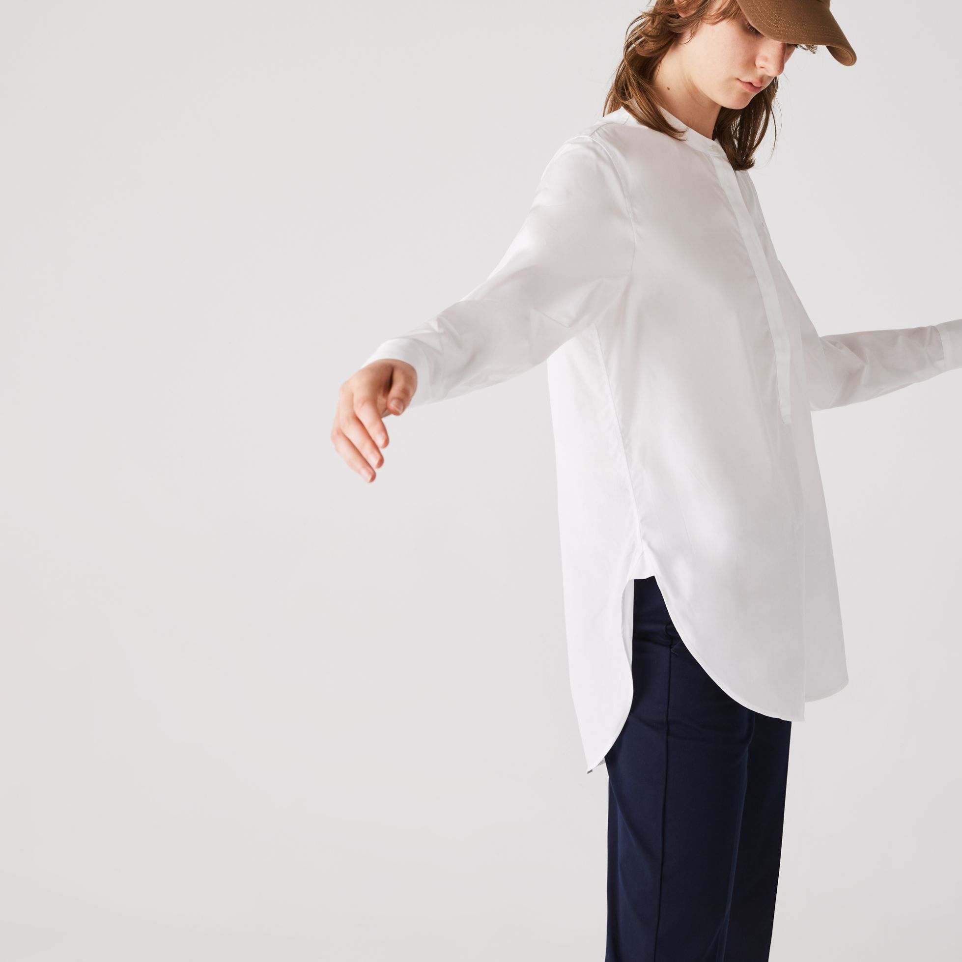 Рубашка Lacoste, цвет белый, для женщин Рубашка Lacoste, цвет белый, для женщин