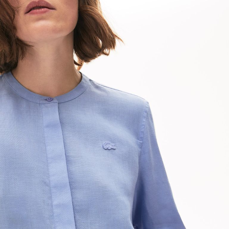 Рубашка Lacoste , цвет голубой, для женщин Рубашка Lacoste , цвет голубой, для женщин