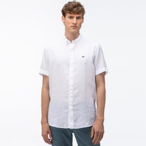 Рубашка Lacoste , цвет белый, для мужчин Рубашка Lacoste , цвет белый, для мужчин