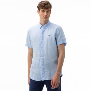 Рубашка Lacoste , цвет голубой, для мужчин Рубашка Lacoste , цвет голубой, для мужчин