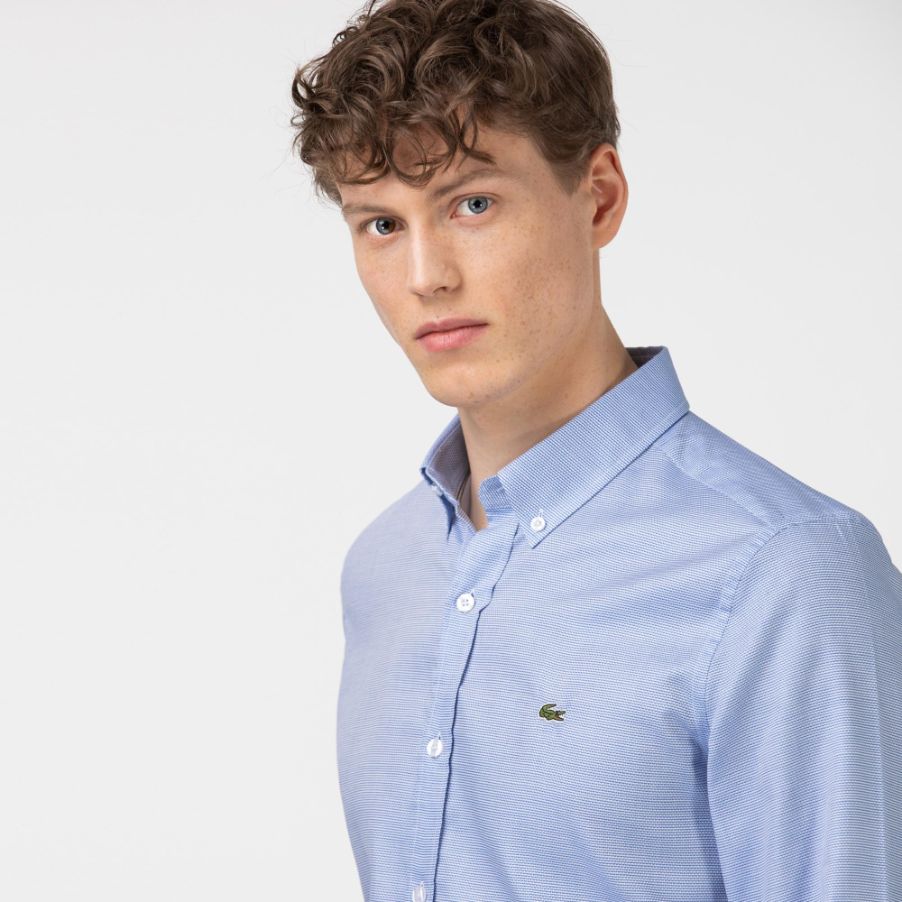 Рубашка Lacoste , цвет серый, для мужчин Рубашка Lacoste , цвет серый, для мужчин