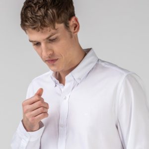 Рубашка Lacoste , цвет белый, для мужчин Рубашка Lacoste , цвет белый, для мужчин