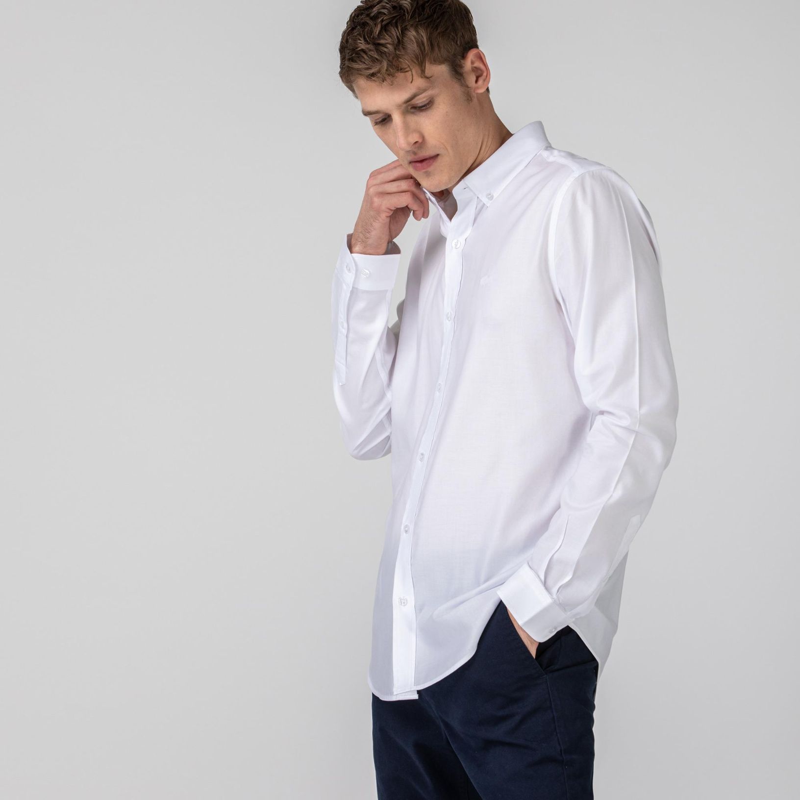 Рубашка Lacoste , цвет белый, для мужчин Рубашка Lacoste , цвет белый, для мужчин
