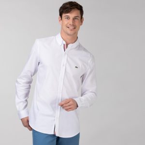 Рубашка Lacoste , цвет белый, для мужчин Рубашка Lacoste , цвет белый, для мужчин