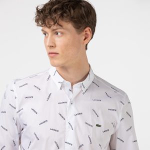 Рубашка Lacoste , цвет белый, для мужчин Рубашка Lacoste , цвет белый, для мужчин