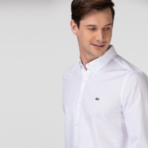 Рубашка Lacoste , цвет белый, для мужчин Рубашка Lacoste , цвет белый, для мужчин
