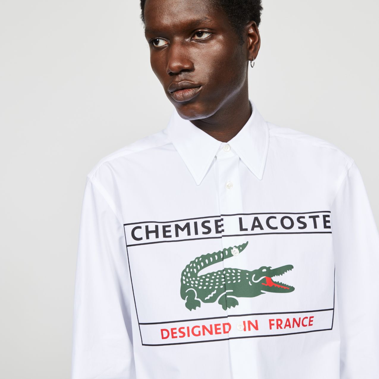 Рубашка Lacoste Fashion Show , цвет белый, для мужчин Рубашка Lacoste Fashion Show , цвет белый, для мужчин