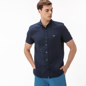Рубашка Lacoste , цвет синий, для мужчин Рубашка Lacoste , цвет синий, для мужчин