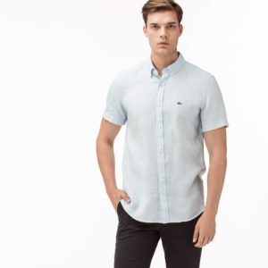 Рубашка Lacoste , цвет голубой, для мужчин Рубашка Lacoste , цвет голубой, для мужчин