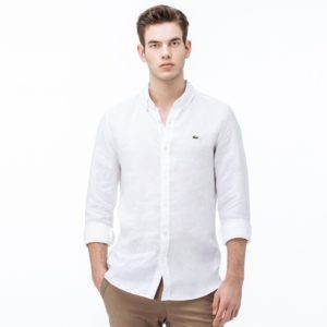 Рубашка Lacoste , цвет бордовый, для мужчин Рубашка Lacoste , цвет бордовый, для мужчин