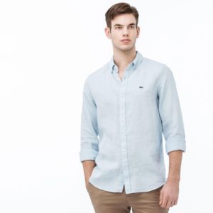 Рубашка Lacoste , цвет голубой, для мужчин Рубашка Lacoste , цвет голубой, для мужчин