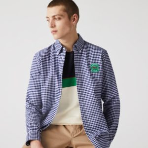 Рубашка Lacoste , цвет синий, для мужчин Рубашка Lacoste , цвет синий, для мужчин