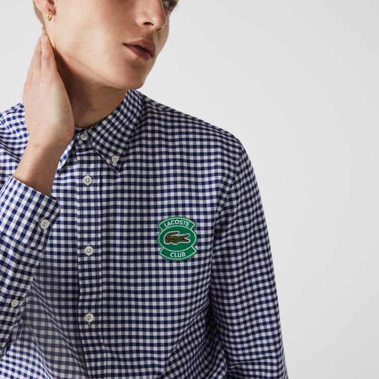 Рубашка Lacoste , цвет синий, для мужчин Рубашка Lacoste , цвет синий, для мужчин