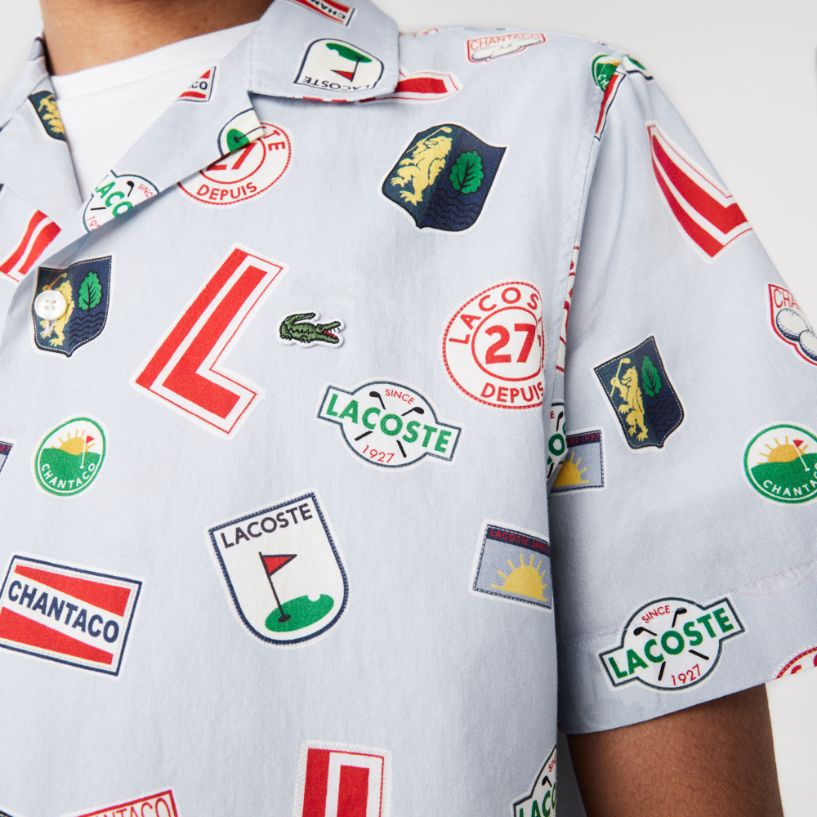 Рубашка Lacoste , цвет серый, для мужчин Рубашка Lacoste , цвет серый, для мужчин