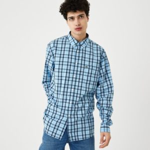 Рубашка Lacoste , цвет голубой, для мужчин Рубашка Lacoste , цвет голубой, для мужчин