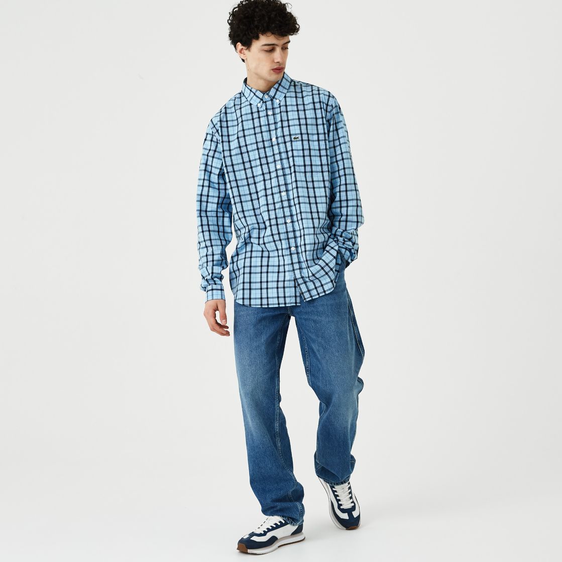 Рубашка Lacoste , цвет голубой, для мужчин Рубашка Lacoste , цвет голубой, для мужчин