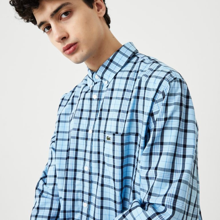 Рубашка Lacoste , цвет голубой, для мужчин Рубашка Lacoste , цвет голубой, для мужчин